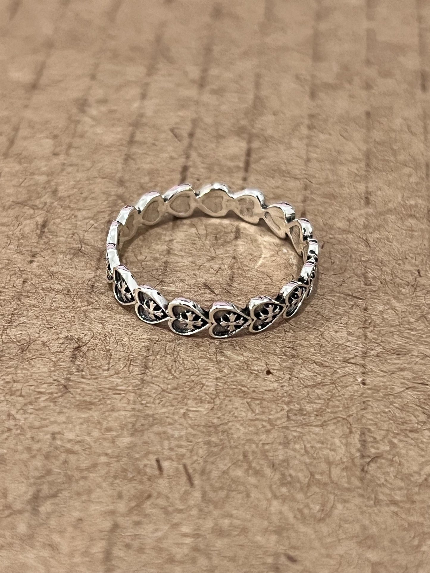 Oxidized Sterling Silver Heart Cross Ring: Medieval Style Band