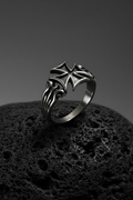 Cross Ring – Sterling Silver with Rhodium Plated