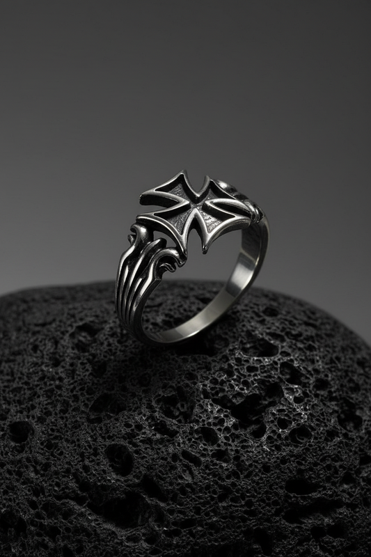 Sterling Silver Cross Ring: Rhodium Plated Christian Jewelry