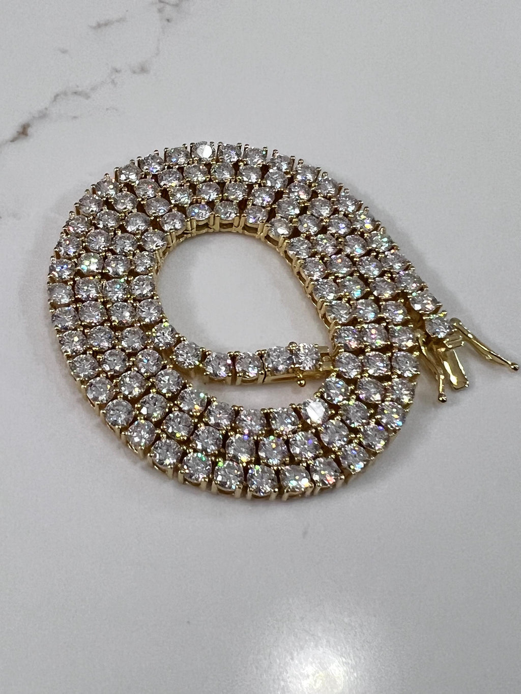 Moissanite Gold Plate Tennis Necklace on 925