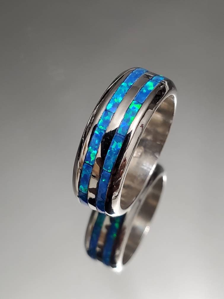 Blue Opal Sterling Silver Ring