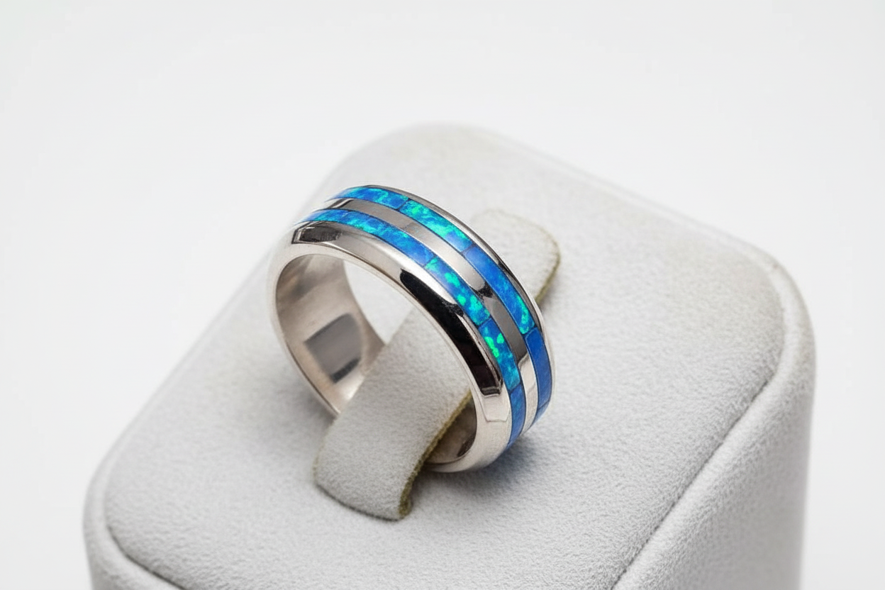Blue Opal Sterling Silver Ring