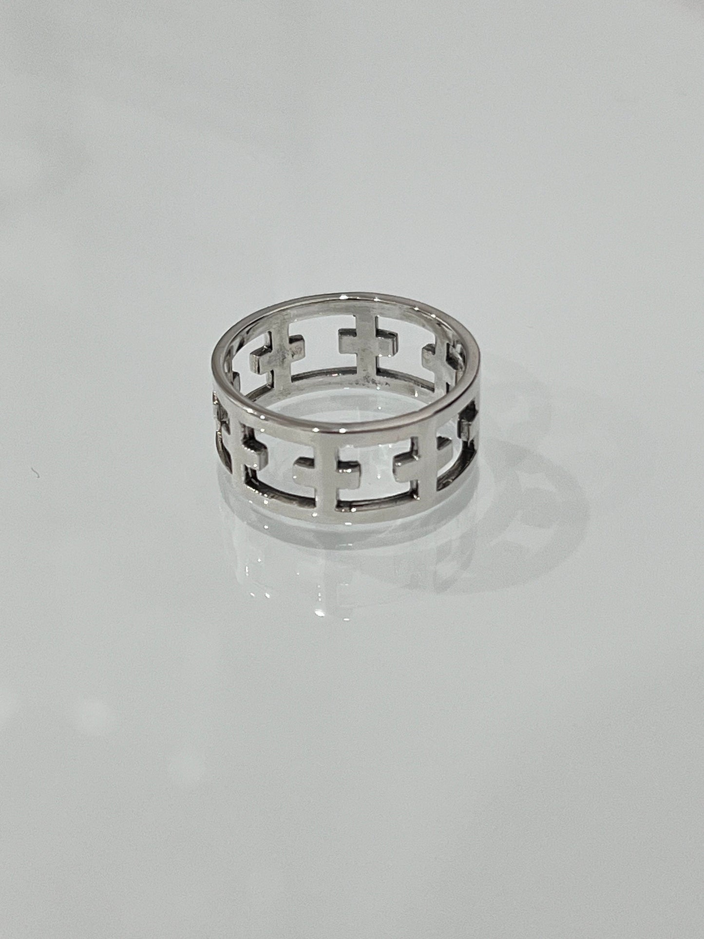 Cross Band Men's Sterling Silver Band