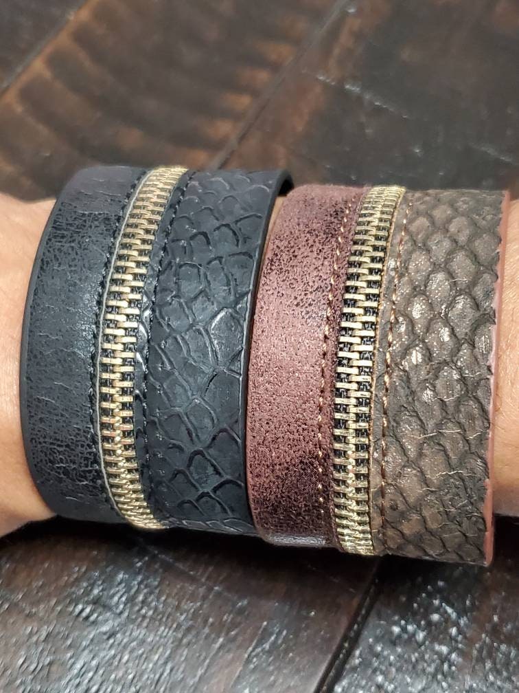 Handmade Leather Bracelet Zipper Design