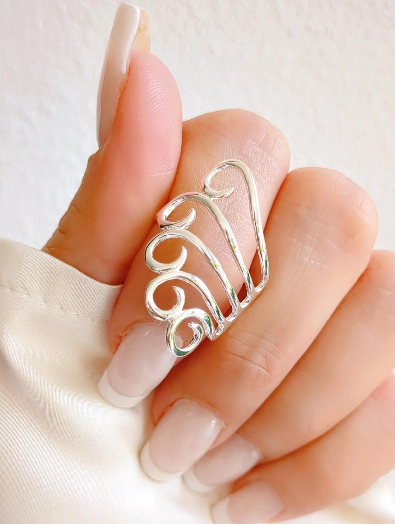 Sterling Silver Spiral Ring: Boho Peacock Tail Statement Jewelry