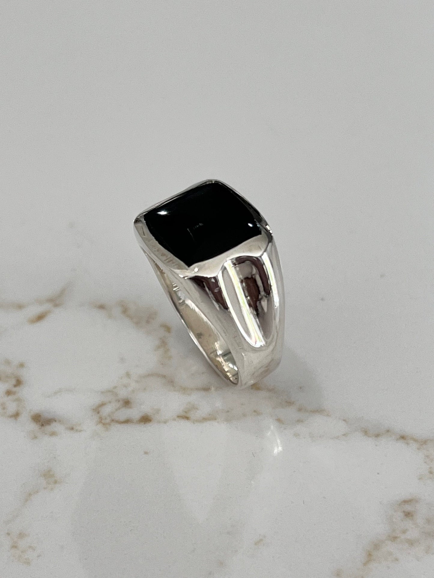 Natural Stone Men's Silver Ring