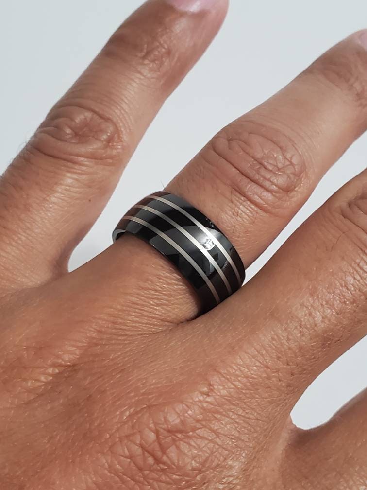 Black 3 Stripe Ring