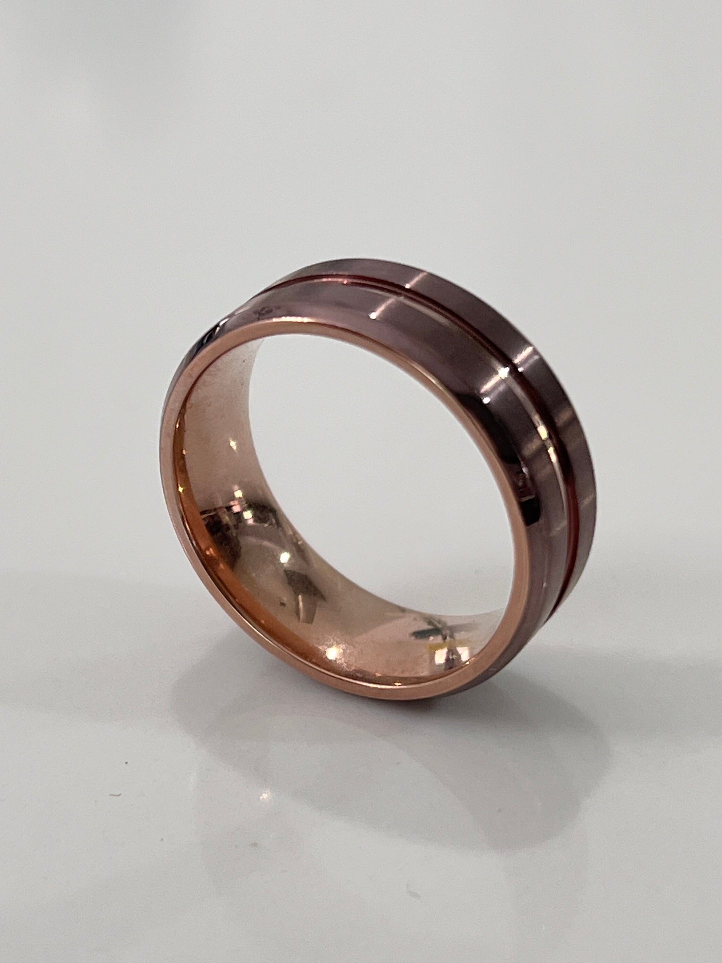 Two Tone Rose & Bronze Band Titanium Trendy Men's Ring