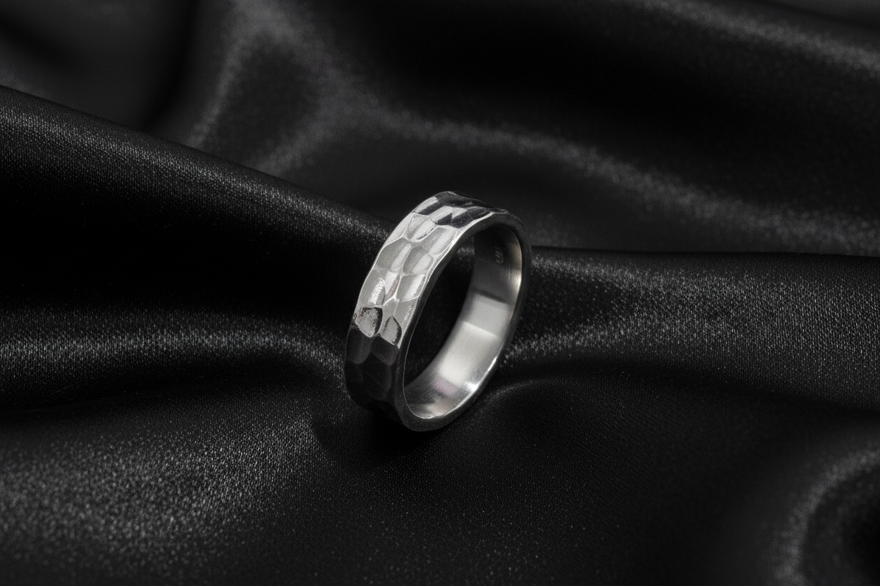 Hammer Band Sterling Silver Men's Ring