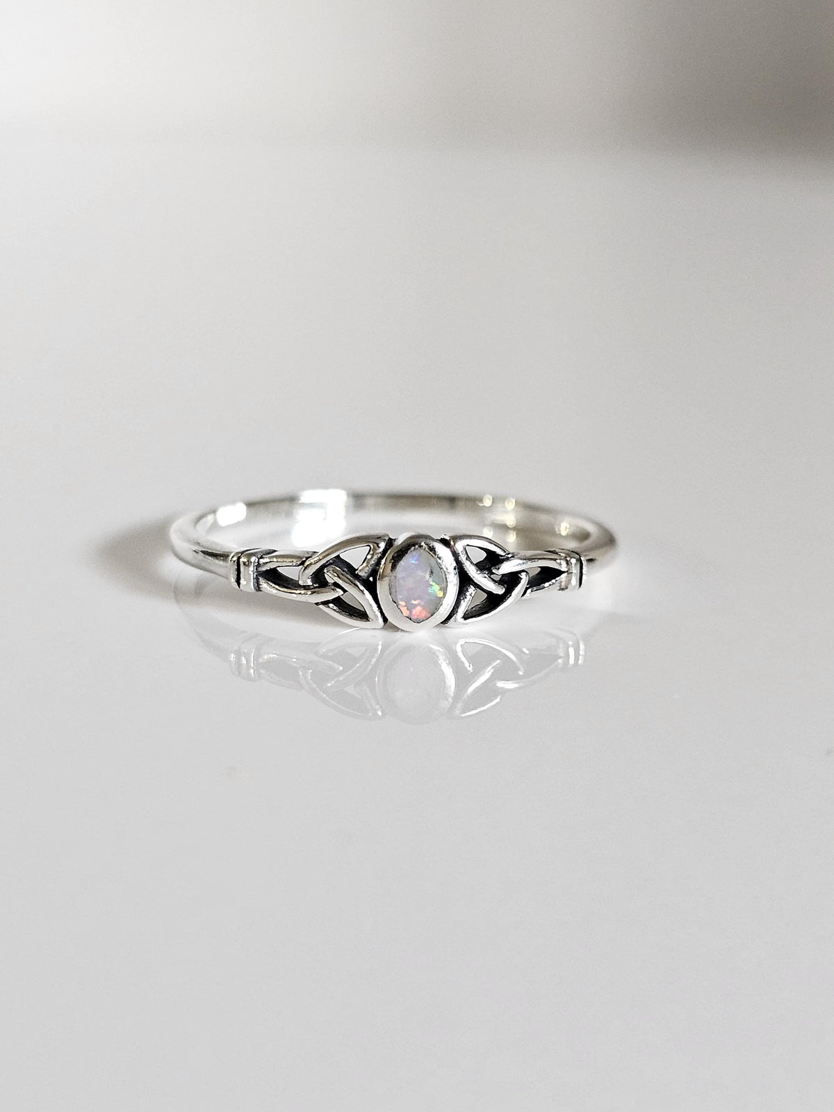 Oxidized Celtic Turquoise Ring – Sterling Silver