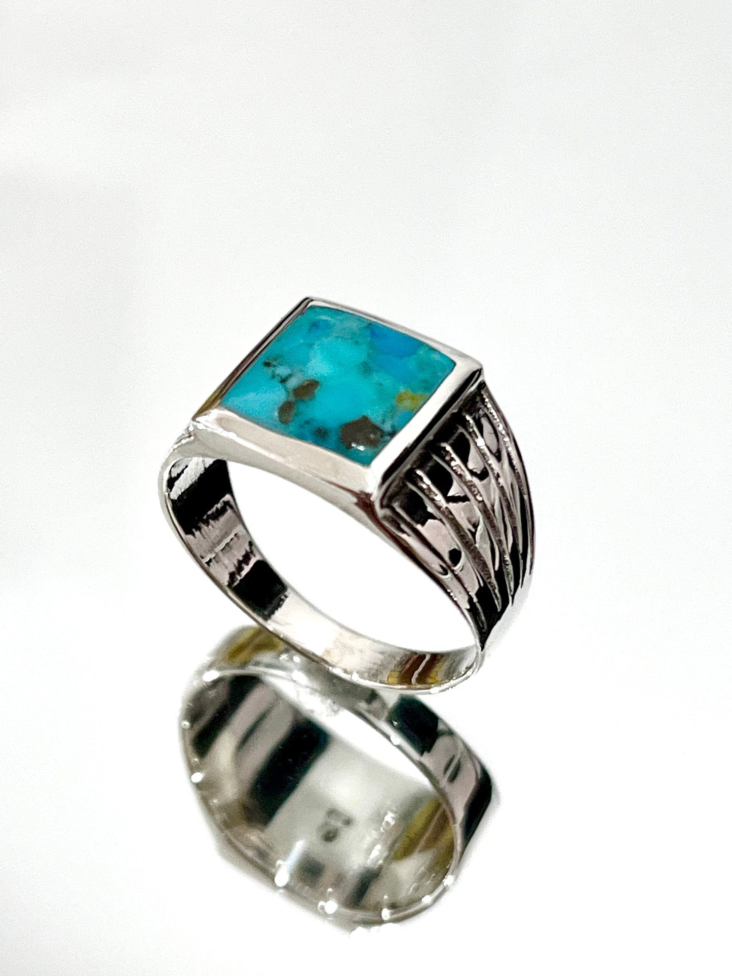 Turquoise Stone Men's Silver Ring, Sterling Silver Ring for Men, Oxidized Traditional Men's Ring