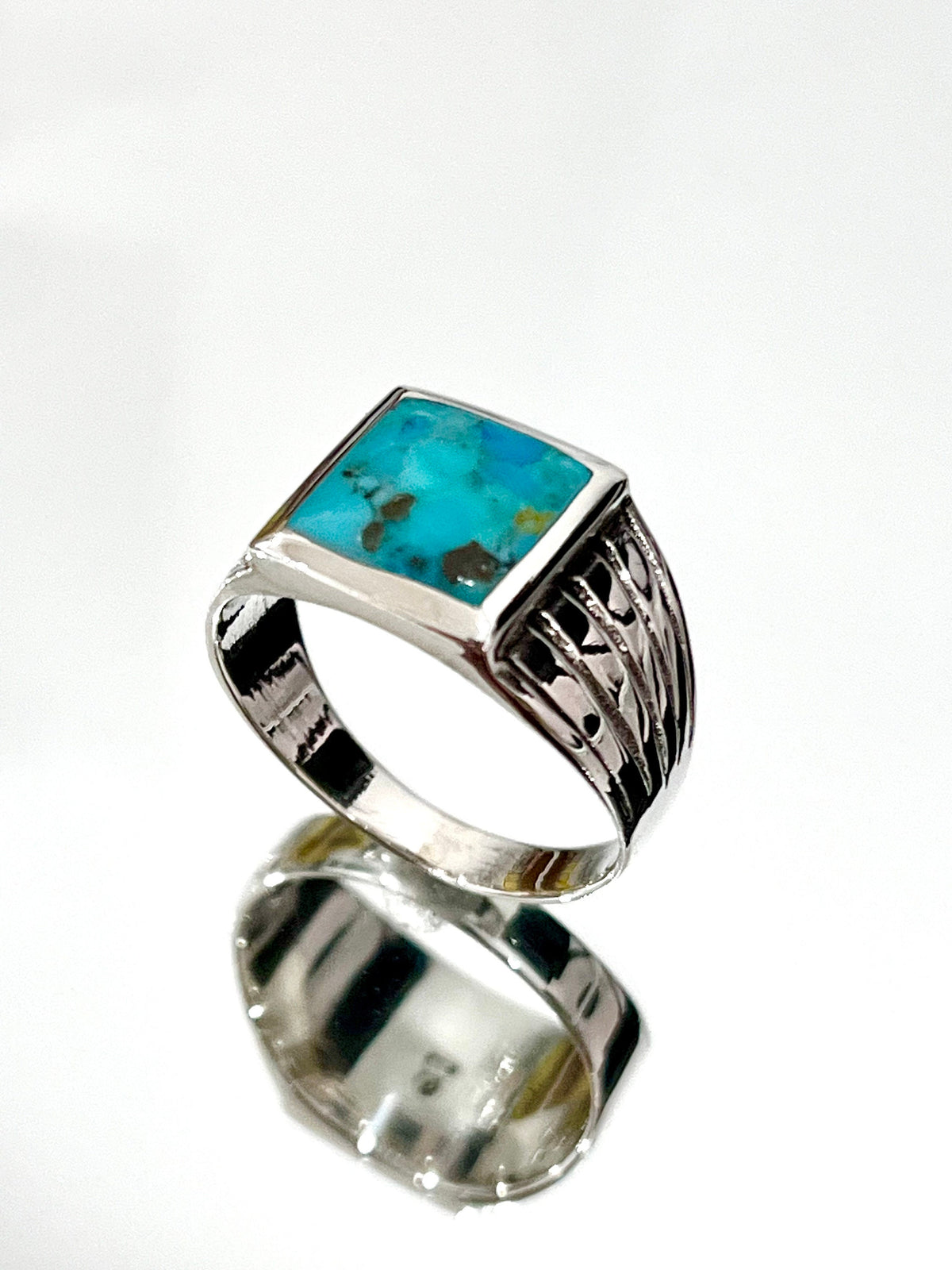 Men’s Sterling Silver Ring with Onyx & Turquoise
