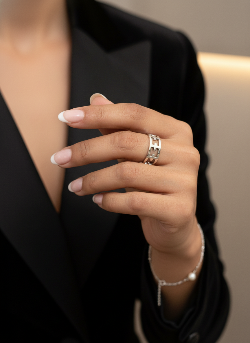 Cross Band Men's Sterling Silver Band