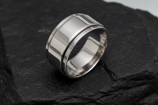 Sterling Silver Spinner Ring: 10mm Fidget Wedding Band