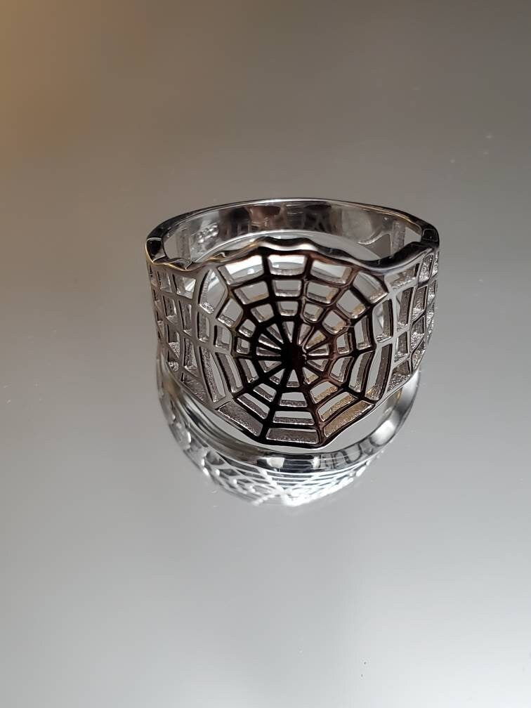 Web Men's Ring, Sterling Silver Men's Ring, Statement Ring for him, Spider Web Ring, Gothic Ring