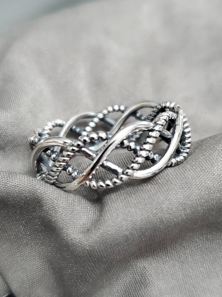Braided Wire Band – 7mm Wide Sterling Silver Ring
