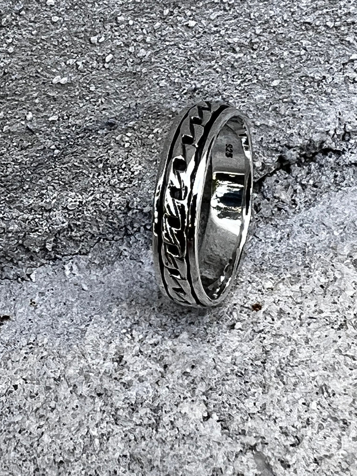 Unisex Cuban Link Ring – Sterling Silver with 5mm Band Width