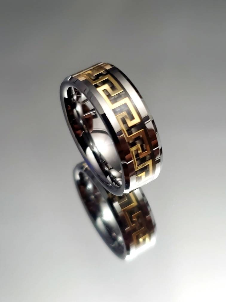 Gold Silver Band Tungsten Men's Ring