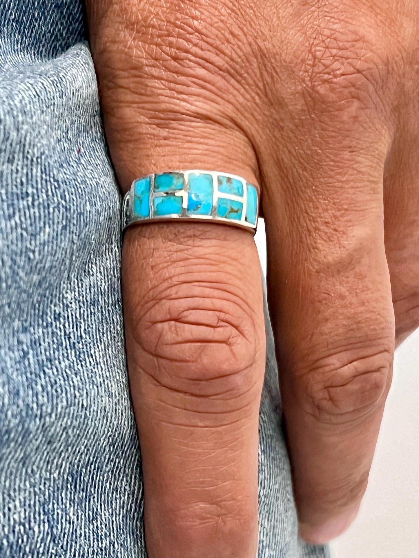 Turquoise Men's Ring, Sterling Silver Ring, 925 Stamped Ring, Signet Men's Band, Genuine Turquoise Stone for men