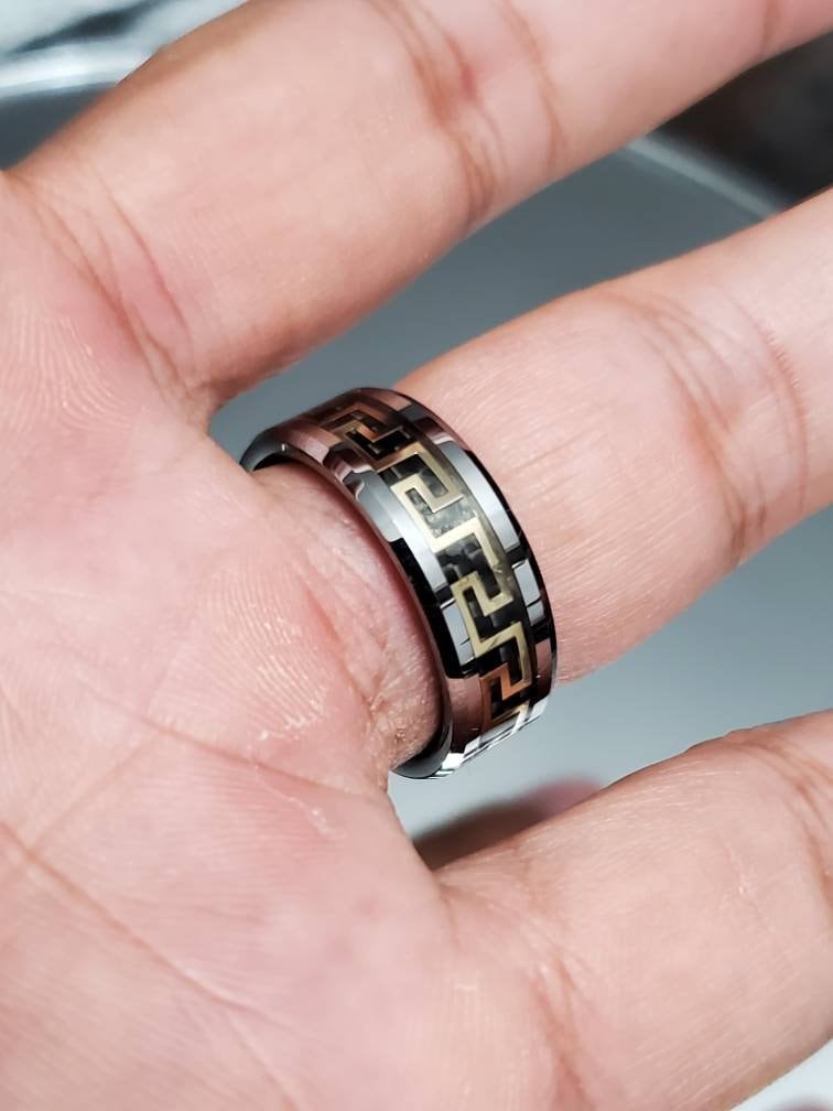 Gold Silver Band Tungsten Men's Ring
