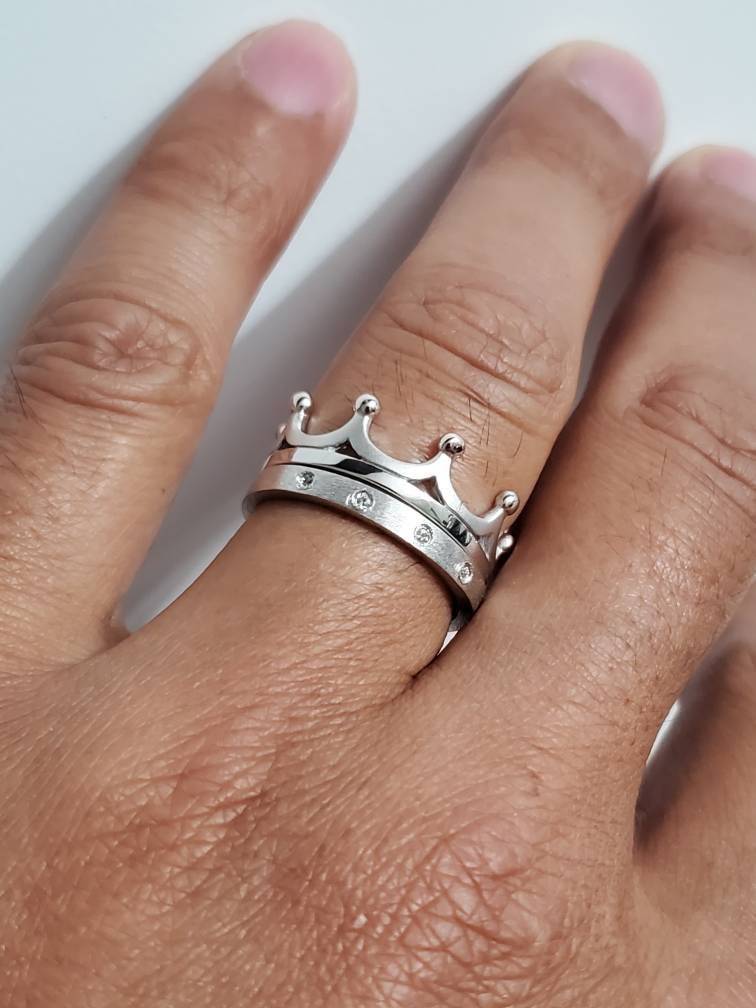 Double Crown CZ Ring Set – Sterling Silver