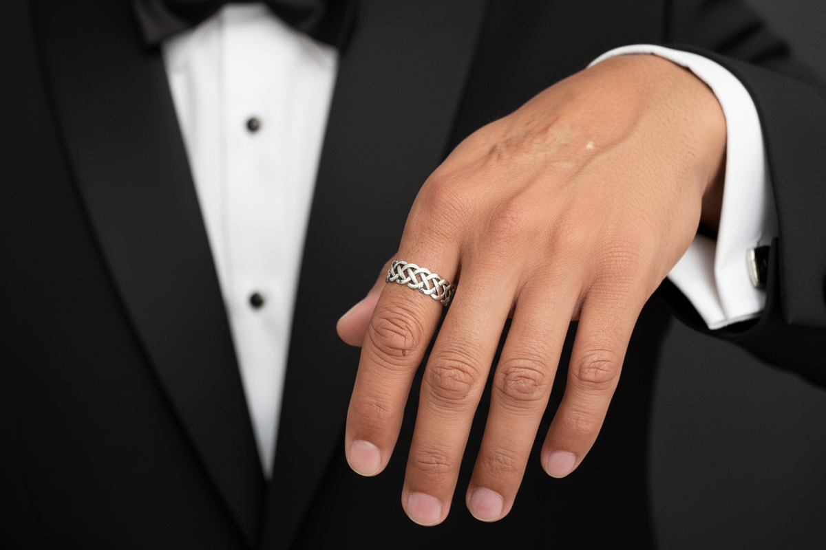 Woven Men's Wedding Ring – 925 Sterling Silver