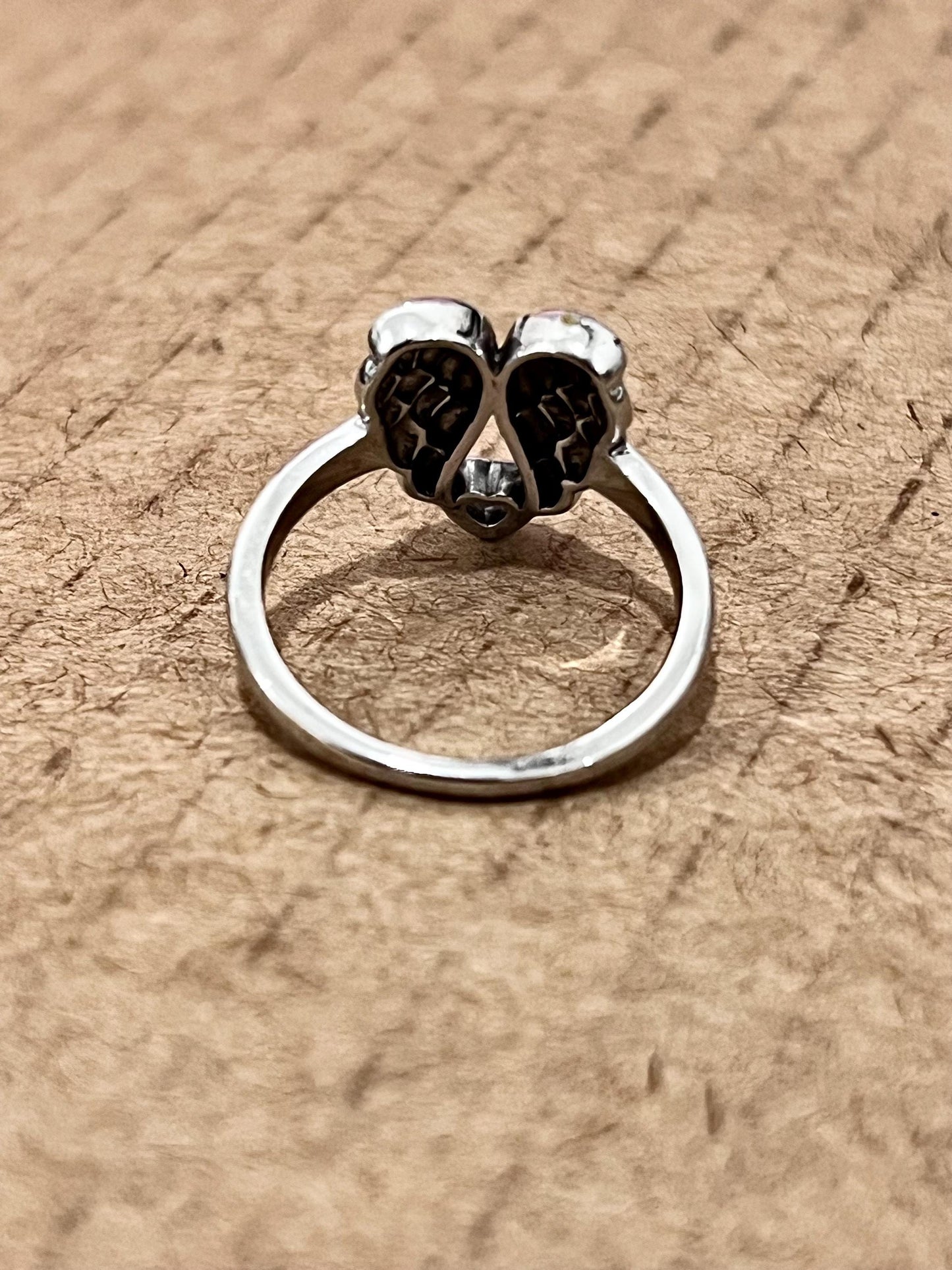 Sterling Silver Wings Ring: Heart Detail, Rhodium Plated