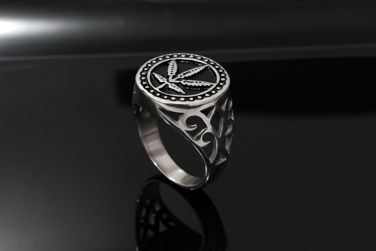 Marijuana Ring Stainless Steel Men's Ring