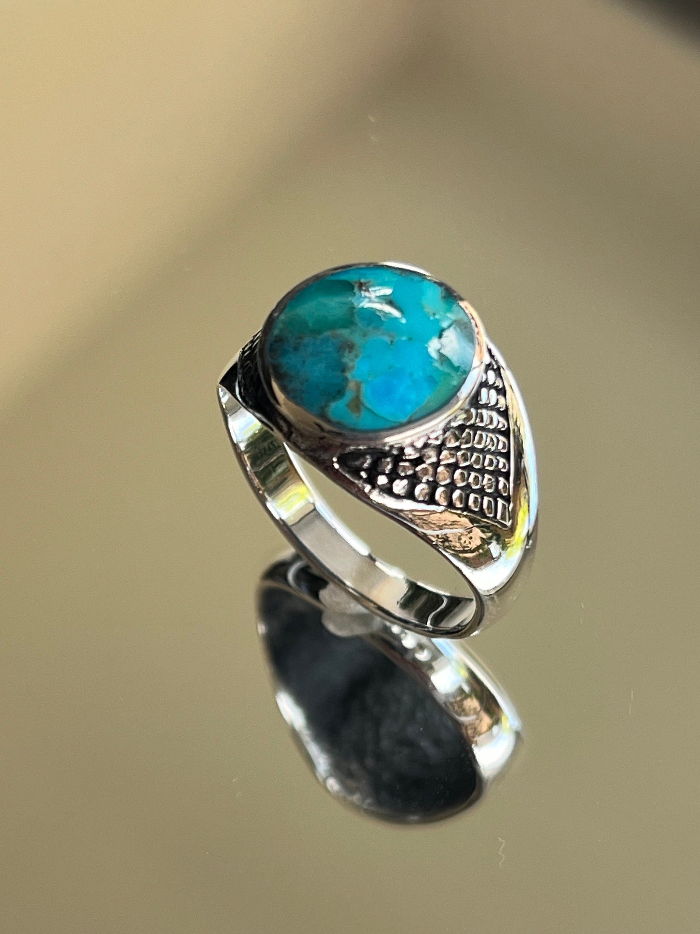 Turquoise Men's Ring, Sterling Silver Ring, 925 Stamped Ring, Signet Men's Band, Genuine Turquoise Stone for men