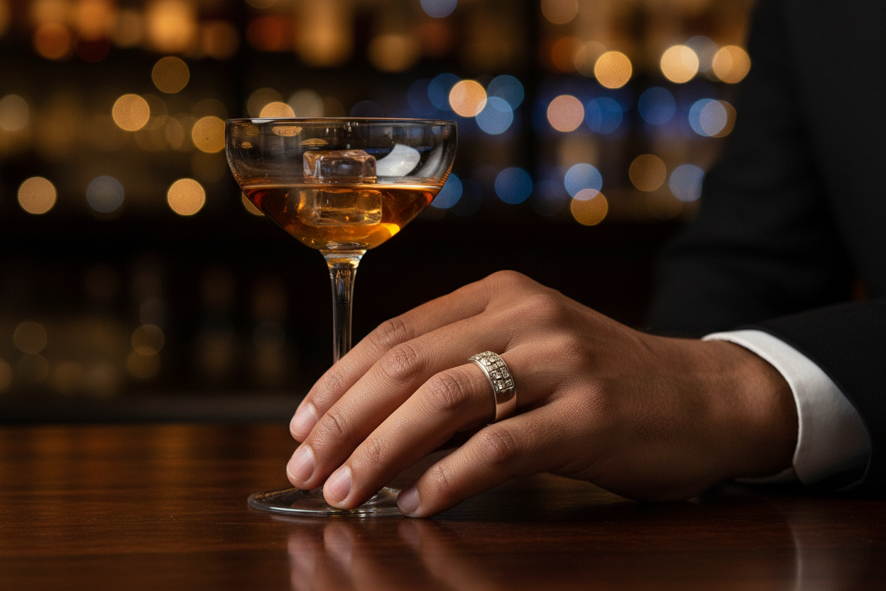 Stonework, Silver Nugget, Sterling Silver Men's Ring, 8.2mm for Men 925, Gift for him