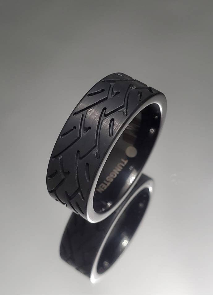 Black Tire Ring, Tungsten Men's Band