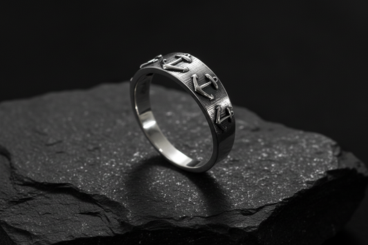 Sterling Silver Anchors Down Durable Men's Band