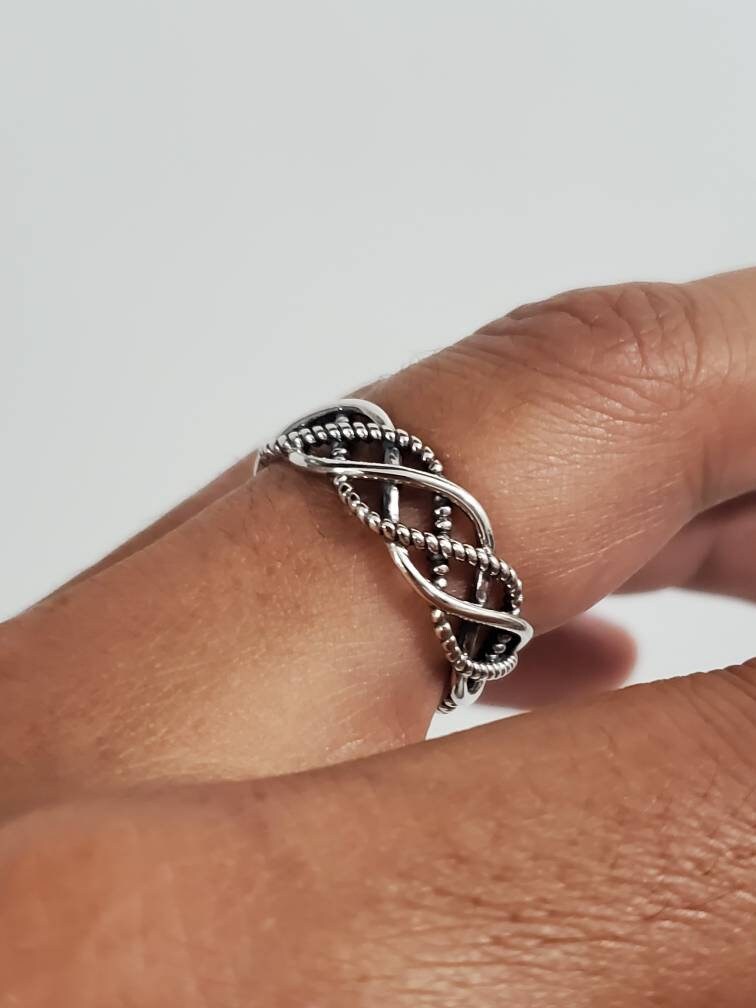 Braided Wire Band – 7mm Wide Sterling Silver Ring