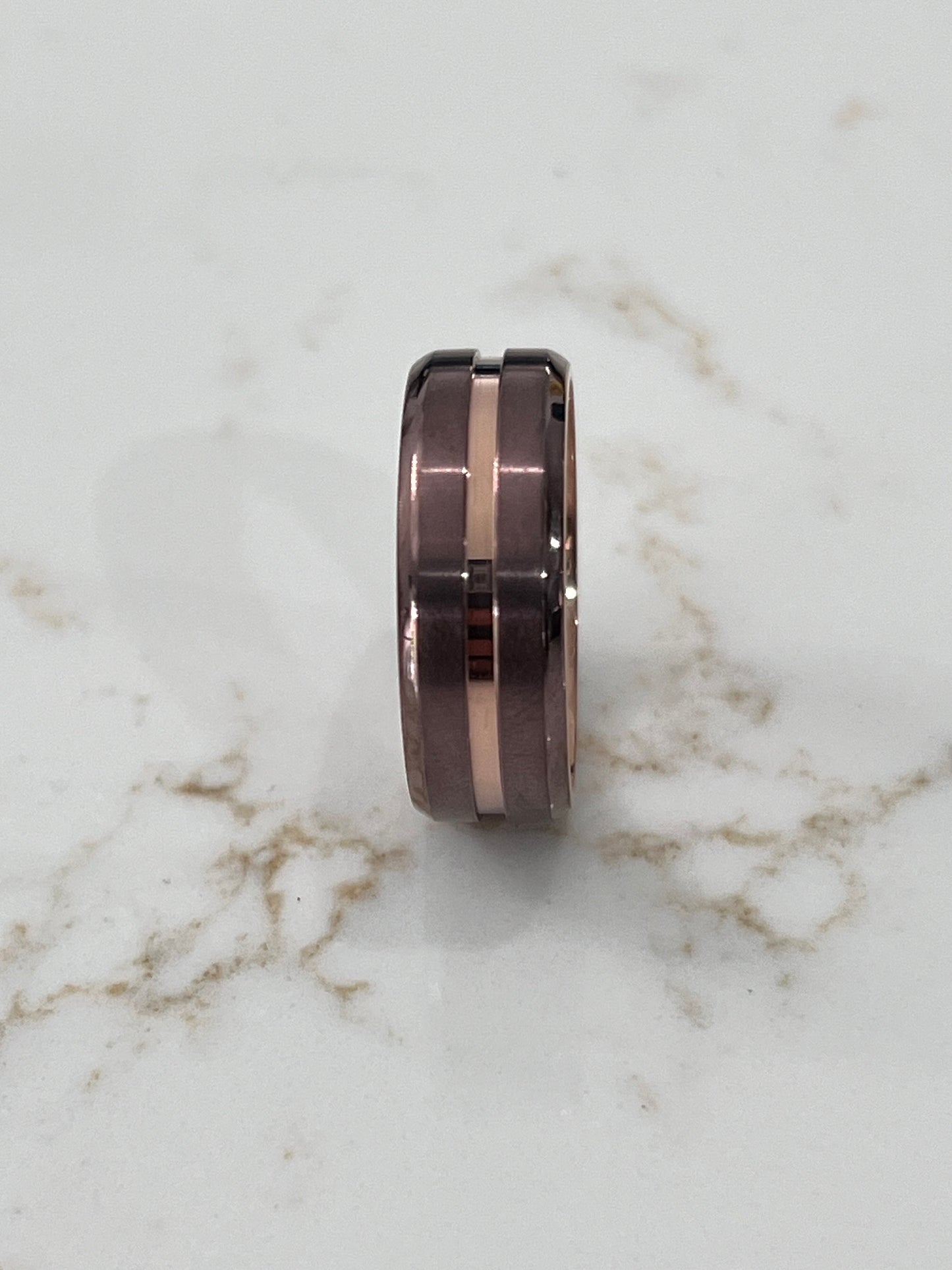 Two Tone Rose & Bronze Band Titanium Trendy Men's Ring