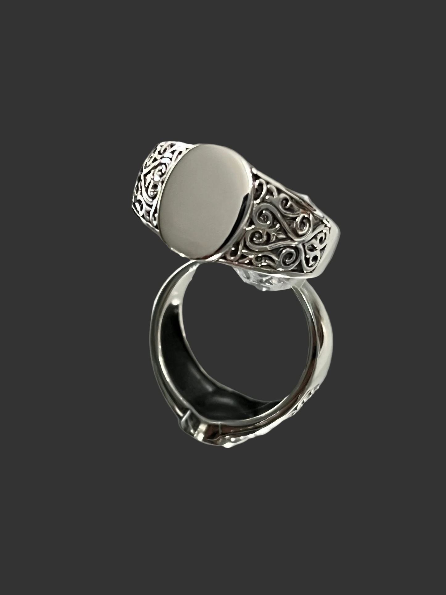 Silver Signet Engagement Band for Men