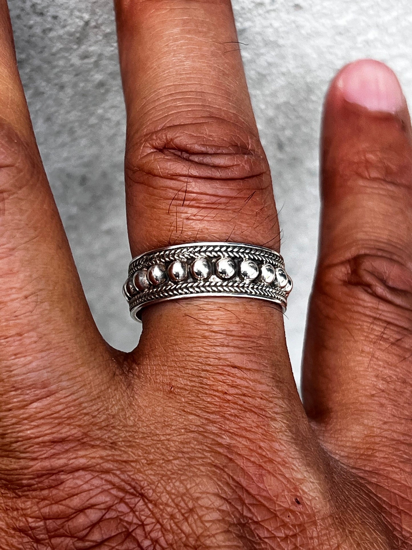 Bali Bead Sterling Silver Ring