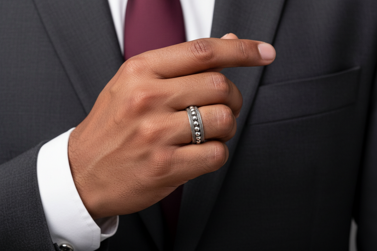 Bali Bead Sterling Silver Ring