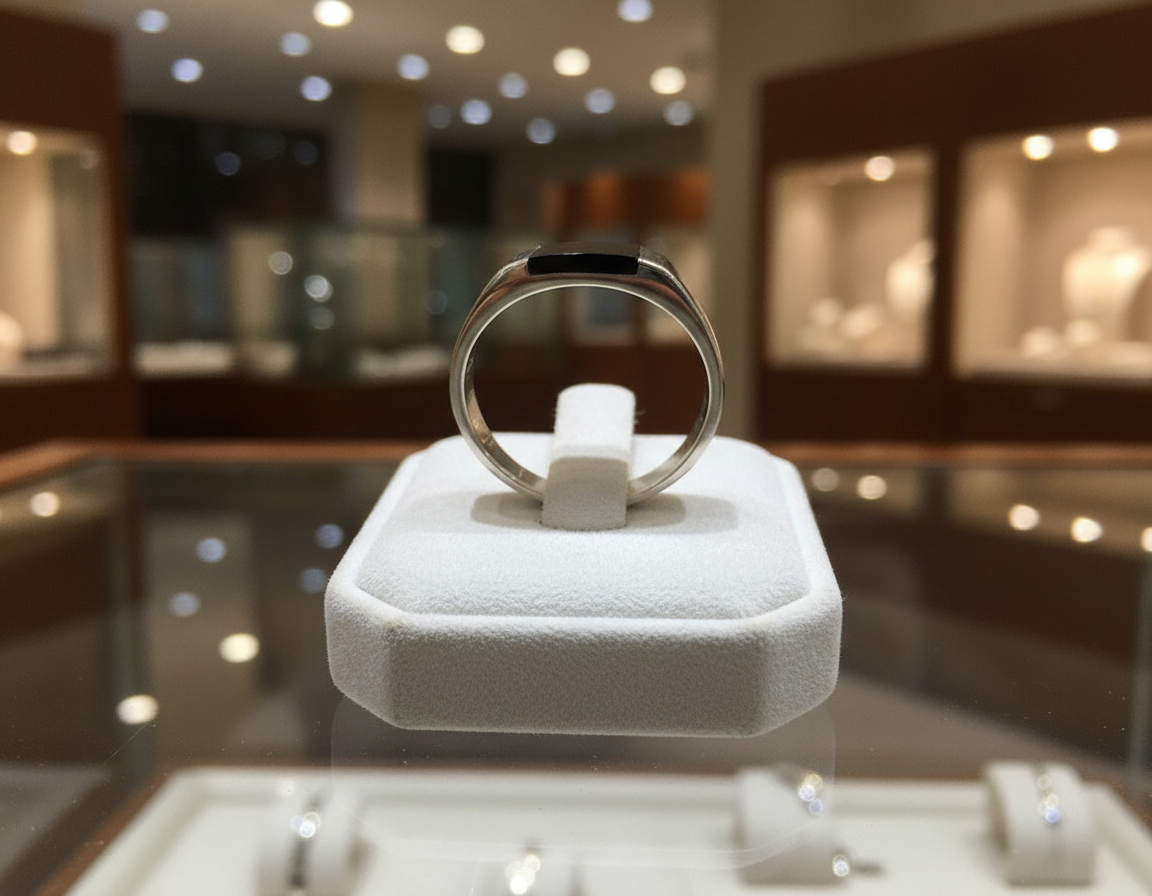 Square Onyx Sterling Silver Unisex Ring