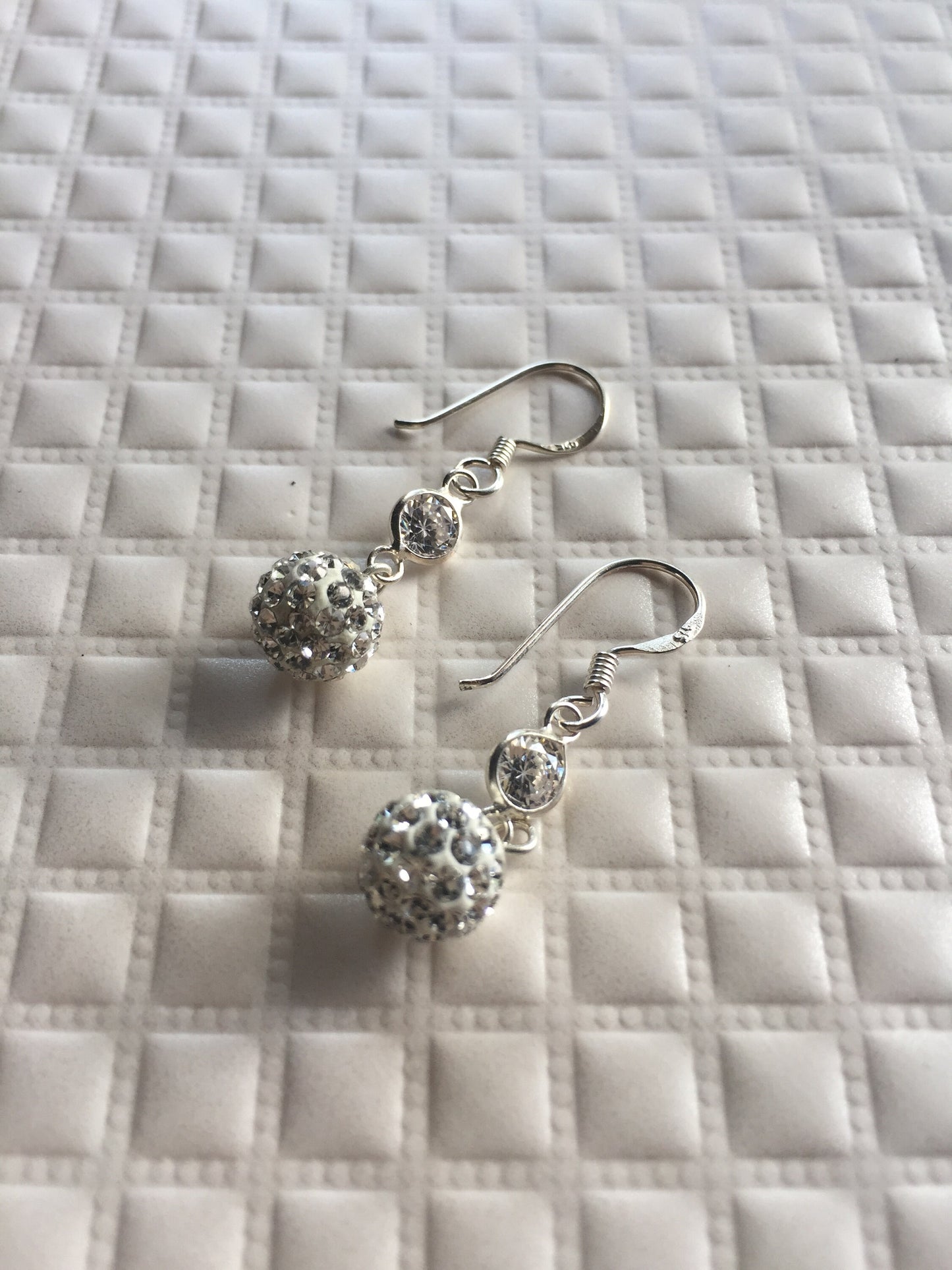 Fireball Dangle White Crystal Earrings