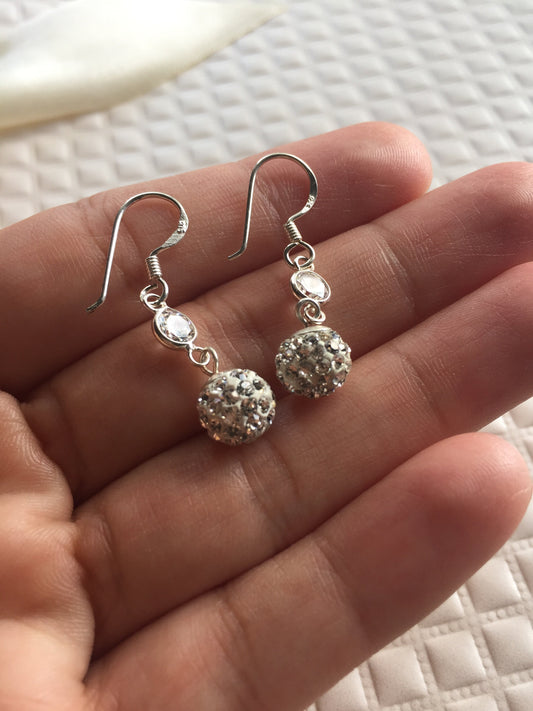 Fireball Dangle White Crystal Earrings