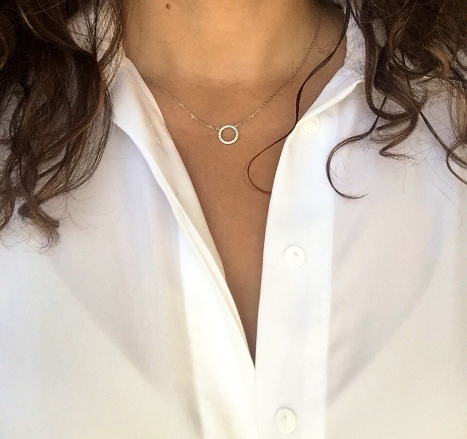 Halo Pendant Sterling Silver Halo Pendant Necklace