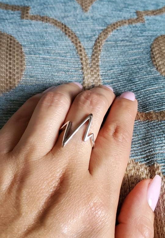 Heartbeat Ring Sterling Silver Ring Simple Women Ring