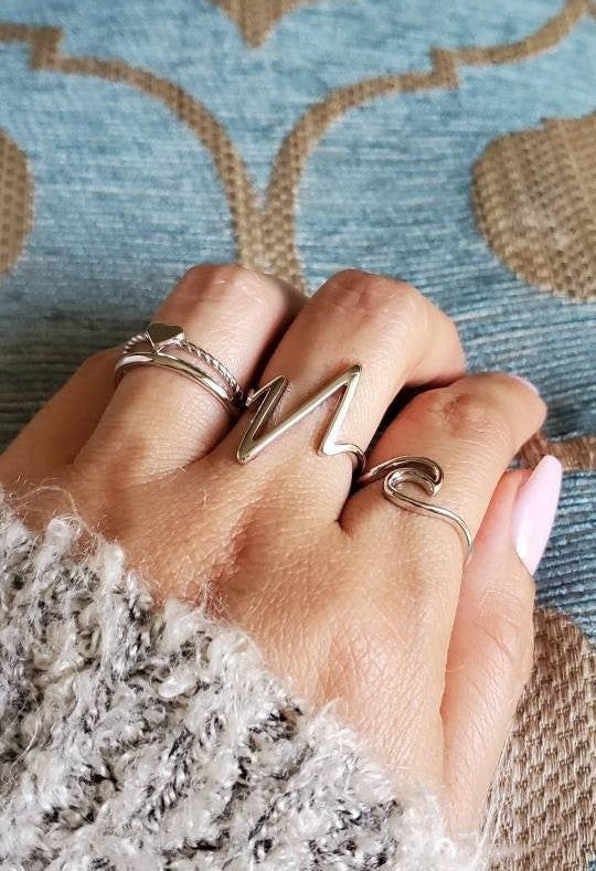 Heartbeat Ring Sterling Silver Ring Simple Women Ring