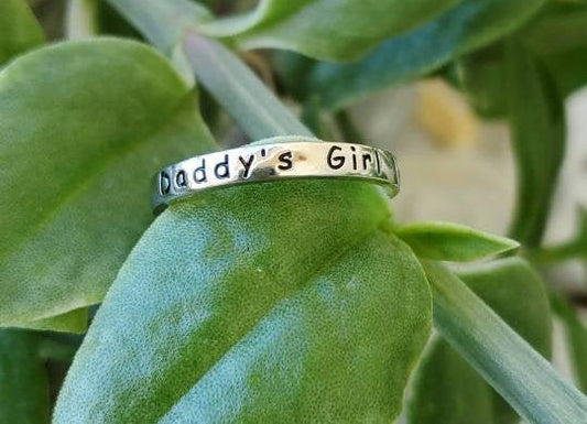 Sterling Silver Daddy's Girl Ring, 925 Minimalist Ring, Gift for Daughter Ring, Father's Day Gift, Stack Ring for Her