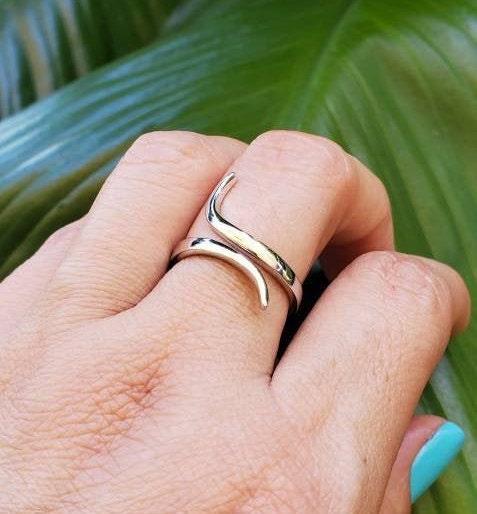 Curved Sterling Silver Statement Ring