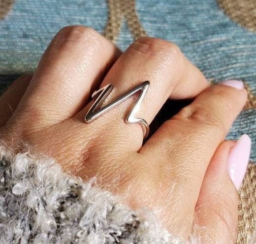 Heartbeat Ring Sterling Silver Ring Simple Women Ring