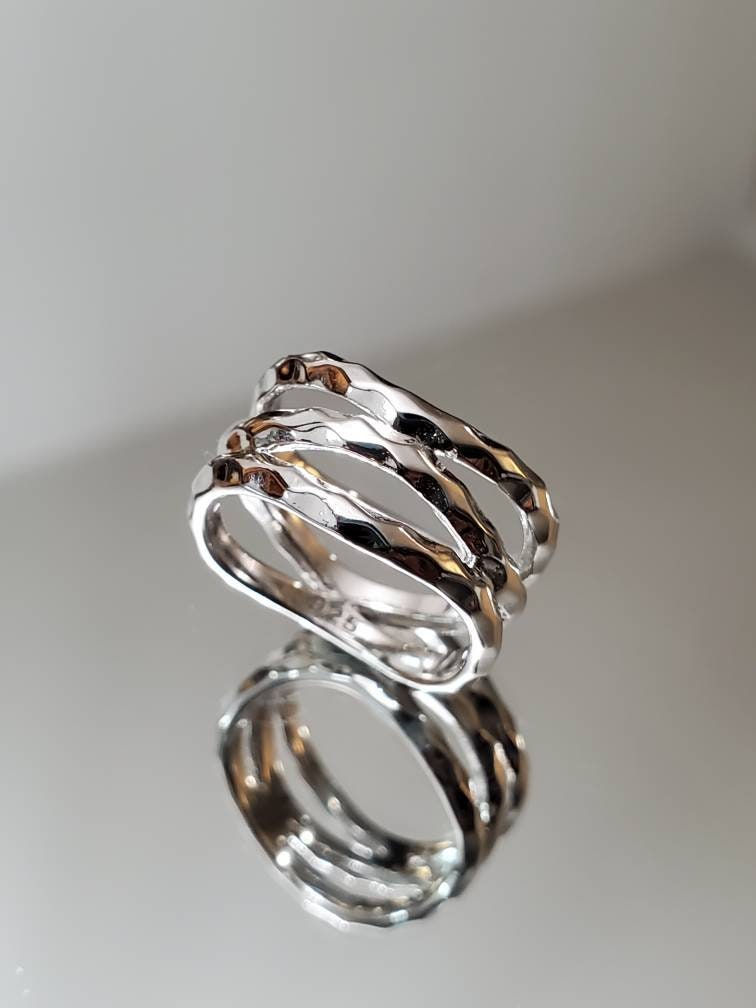 Hammered Ring, Solid Sterling Silver Women's Ring