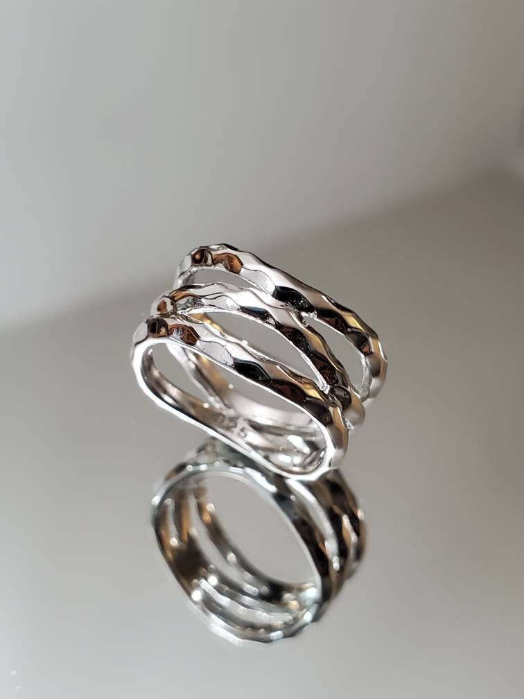Hammered Women's Ring – Sterling Silver with Finish