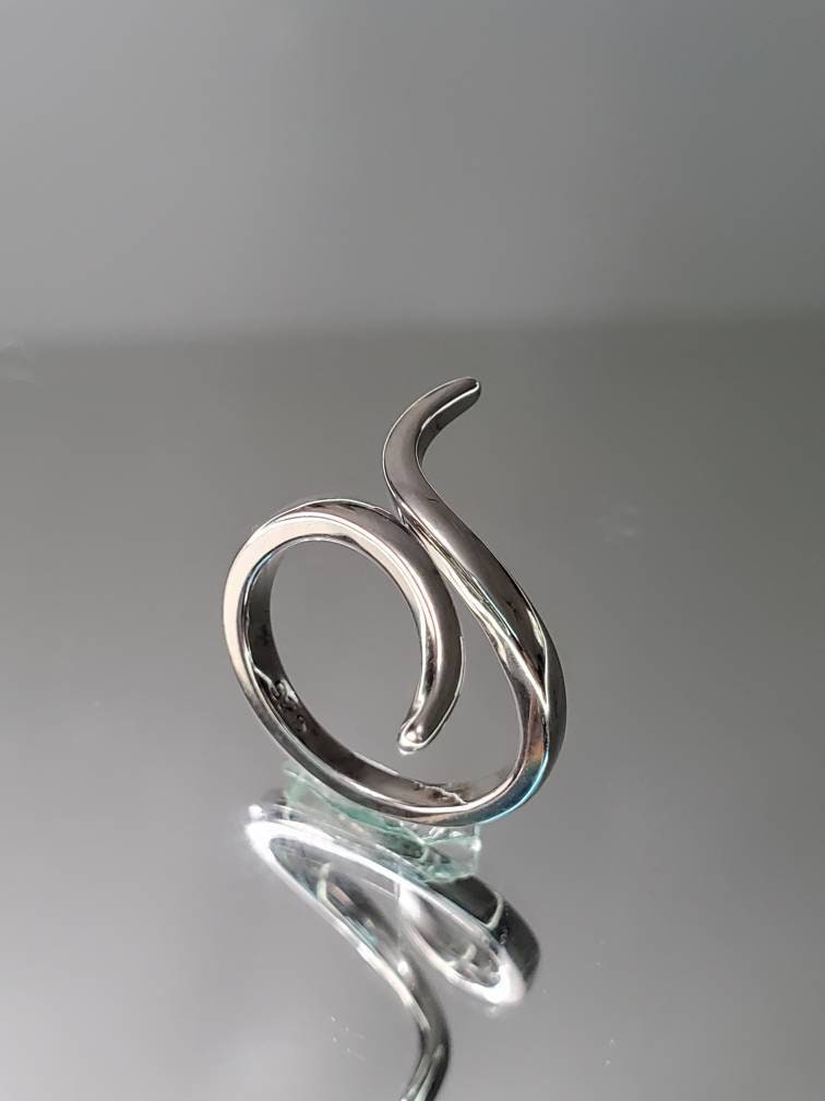 Curved Sterling Silver Statement Ring