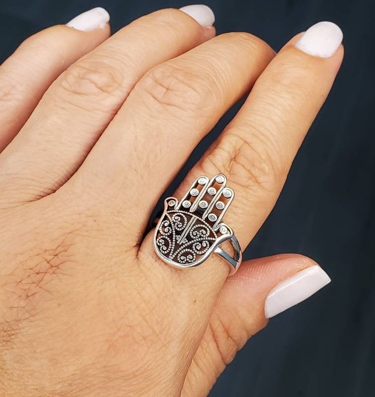 Hamsa Women's Ring – 925 Sterling Silver